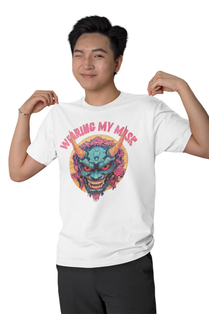 Retro Oni Mask Shirt "Wearing my Mask" Classic Fit - Crew Neck T-Shirt Oni Mask