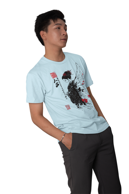 Classic Fit - Crew Neck T-Shirt Retro Japan Geisha Angel