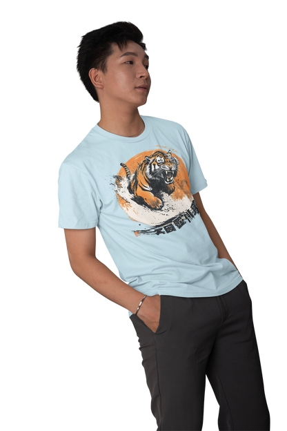 Retro Japan Tiger Design Shirt Classic Fit - Crew Neck T-Shirt