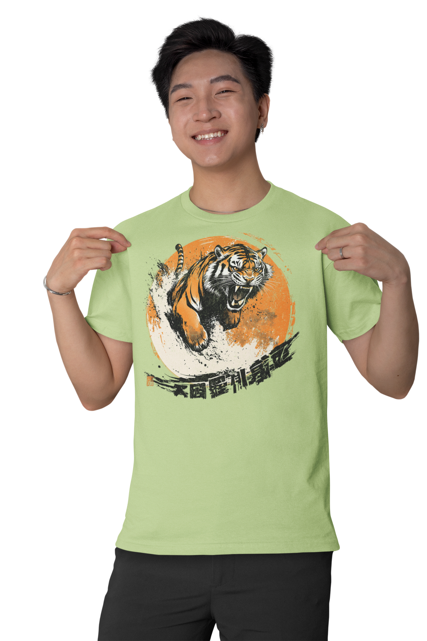 Retro Japan Tiger Design Shirt Classic Fit - Crew Neck T-Shirt