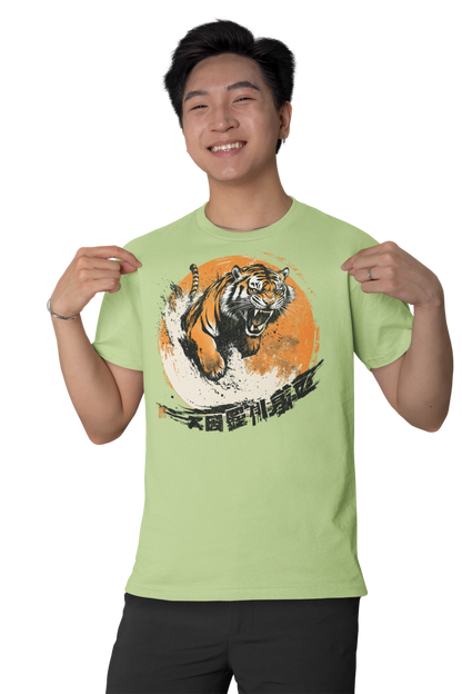 Retro Japan Tiger Design Shirt Classic Fit - Crew Neck T-Shirt