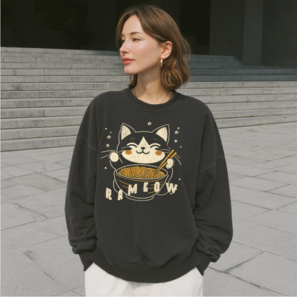 RAMEOW – Ramen-Katze Sweatshirt – Black – Japan Art – Ansicht 1