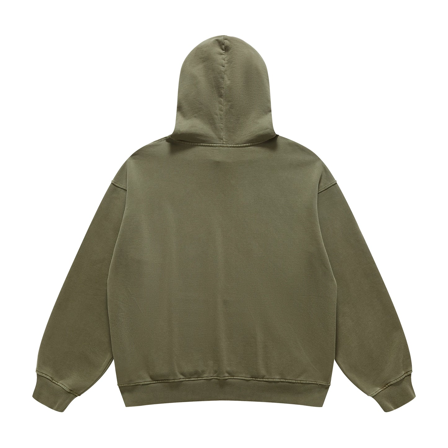 Back view of the PODpartner Asia Shirts* Retro Hoodie featuring a chic ALOHA print, complete with a hood and long sleeves, radiating a Streetwear vibe, elegantly displayed on a white background.