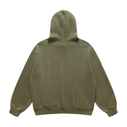 Back view of the PODpartner Asia Shirts* Retro Hoodie featuring a chic ALOHA print, complete with a hood and long sleeves, radiating a Streetwear vibe, elegantly displayed on a white background.