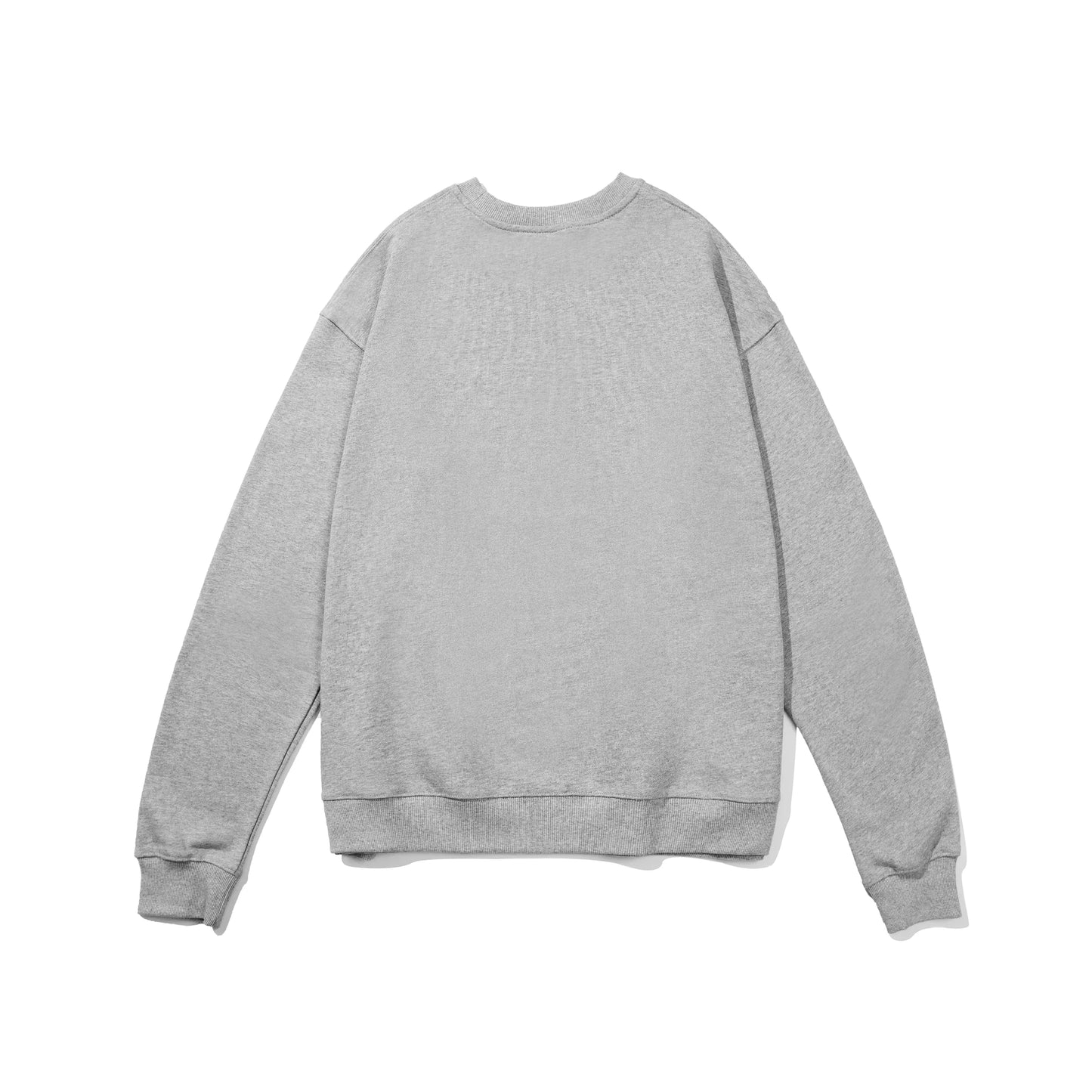 The ALOHA Retro Sweatshirt from PODpartner, a light gray oversized unisex piece, is laid flat to display its back. Made from 100% cotton, this sweatshirt features long sleeves and a crew neckline, offering a simple and casual design.