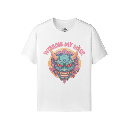 Retro Oni Mask Shirt "Wearing my Mask" Classic Fit - Crew Neck T-Shirt Oni Mask