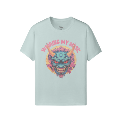 Retro Oni Mask Shirt "Wearing my Mask" Classic Fit - Crew Neck T-Shirt Oni Mask