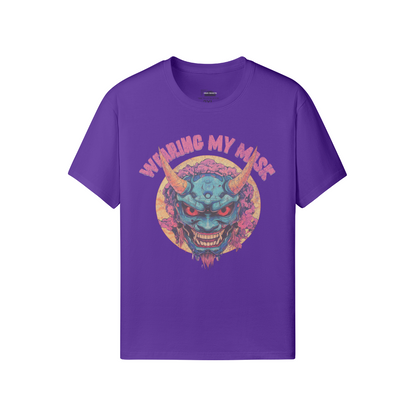 Retro Oni Mask Shirt "Wearing my Mask" Classic Fit - Crew Neck T-Shirt Oni Mask