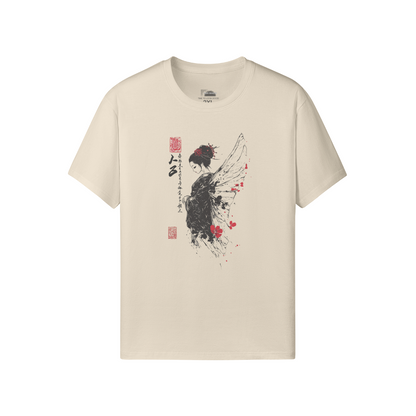 Classic Fit - Crew Neck T-Shirt Retro Japan Geisha Angel