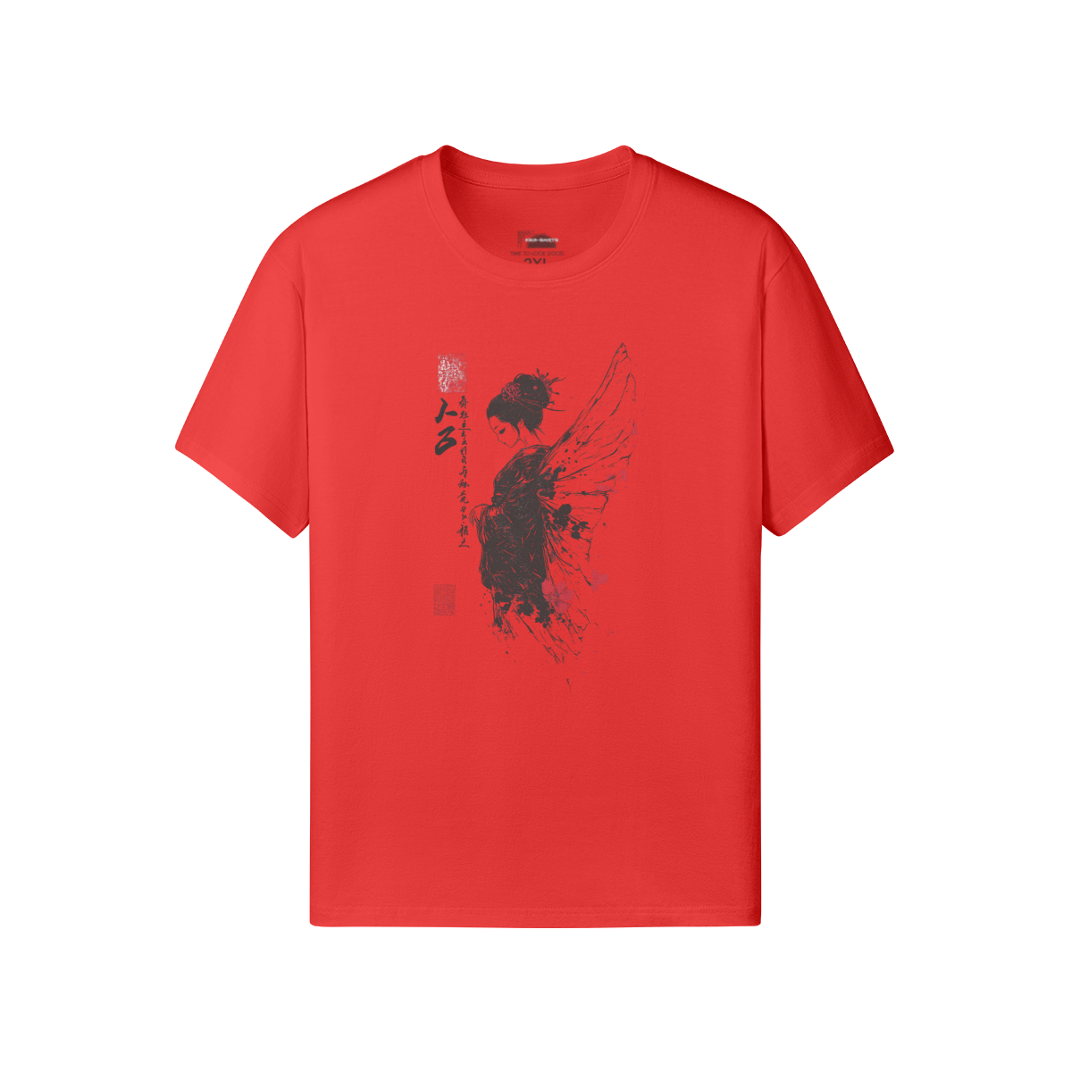 Classic Fit - Crew Neck T-Shirt Retro Japan Geisha Angel