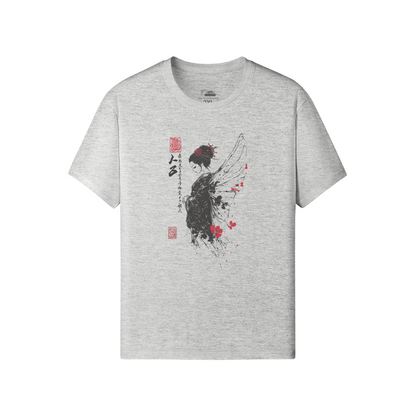 Classic Fit - Crew Neck T-Shirt Retro Japan Geisha Angel