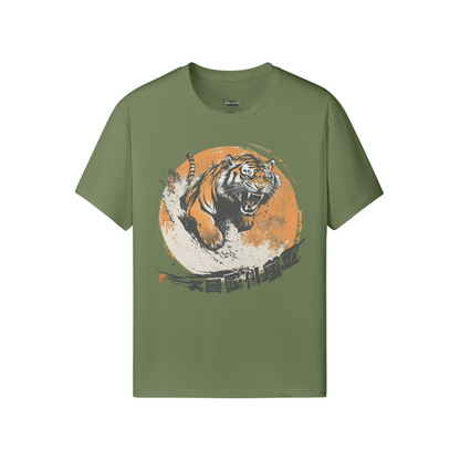 Retro Japan Tiger Design Shirt Classic Fit - Crew Neck T-Shirt