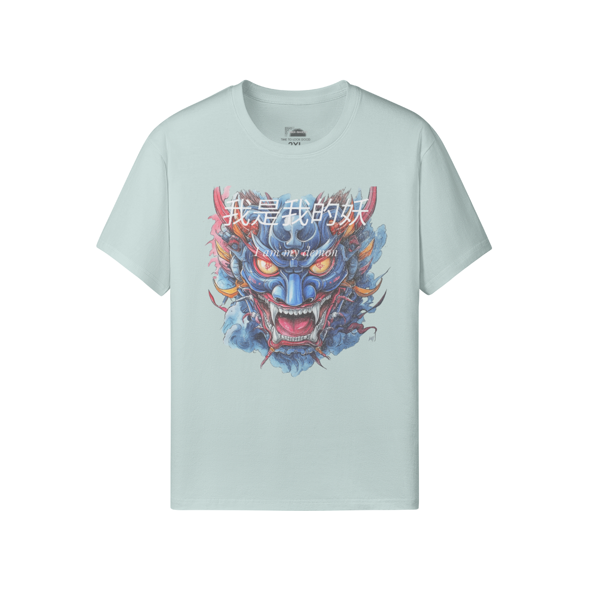 Classic Fit - Crew Neck T-Shirt Retro Oni Mask - my demon