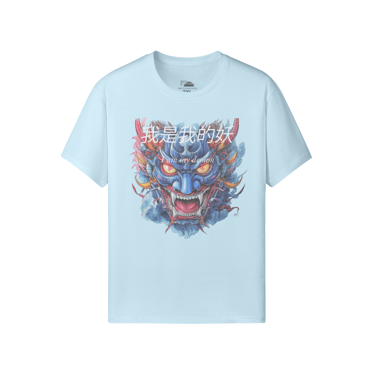 Classic Fit - Crew Neck T-Shirt Retro Oni Mask - my demon