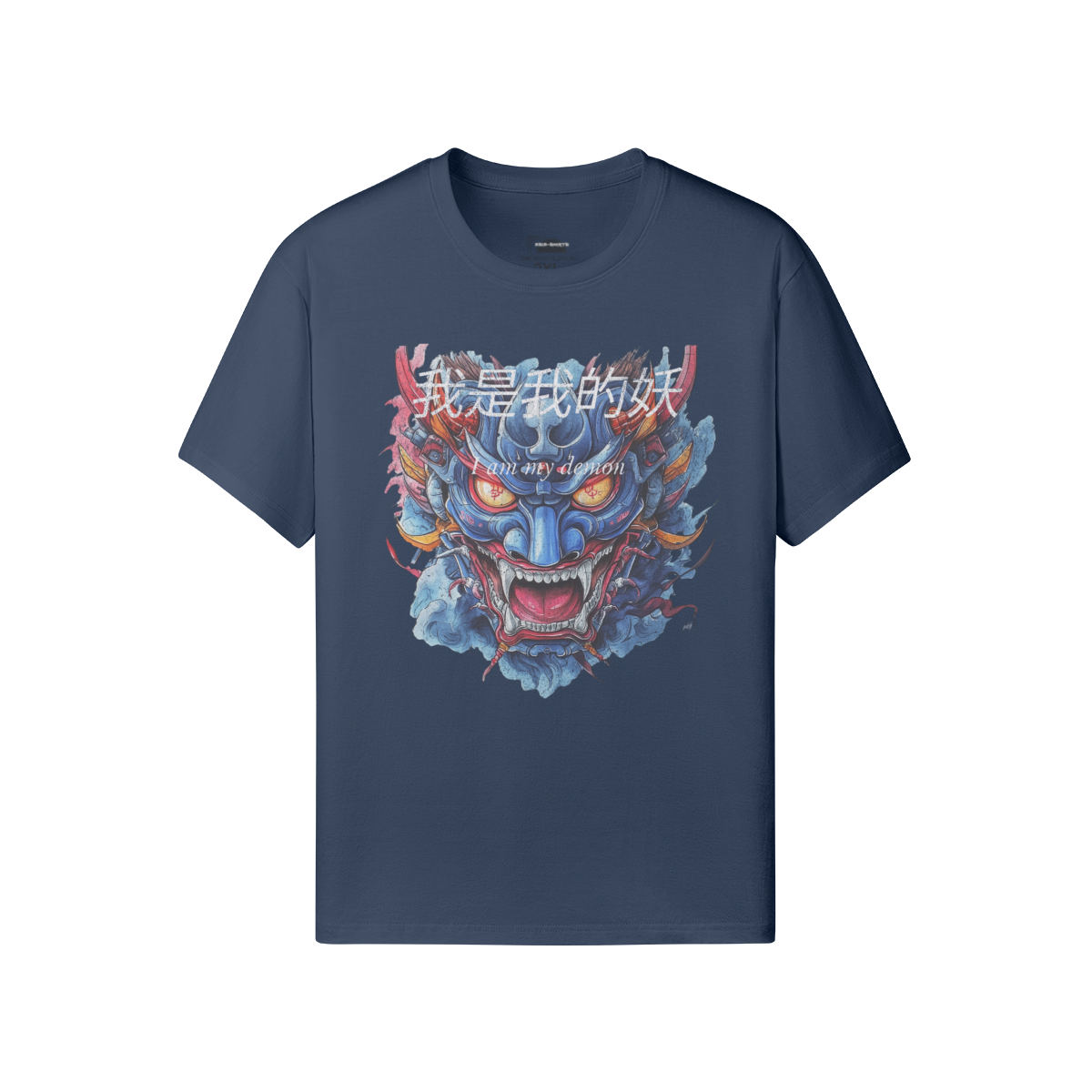 Classic Fit - Crew Neck T-Shirt Retro Oni Mask - my demon