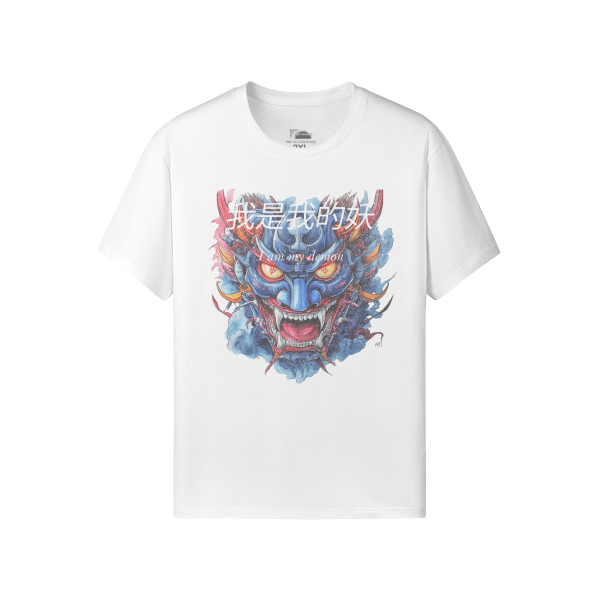 Classic Fit - Crew Neck T-Shirt Retro Oni Mask - my demon