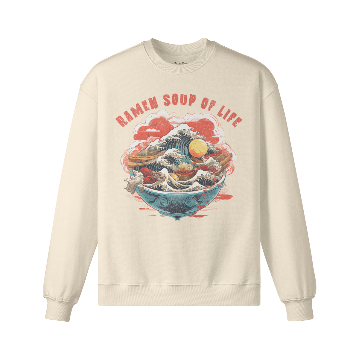 RAMEN Soup of Life  Retro Sweatshirt - Unisex Heavyweight Oversized, Vintage Ramen Sweatshirt Japan Kunst