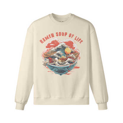 RAMEN Soup of Life Retro Sweatshirt - Unisex Heavyweight Oversized, Vintage Ramen Sweatshirt Japan Art