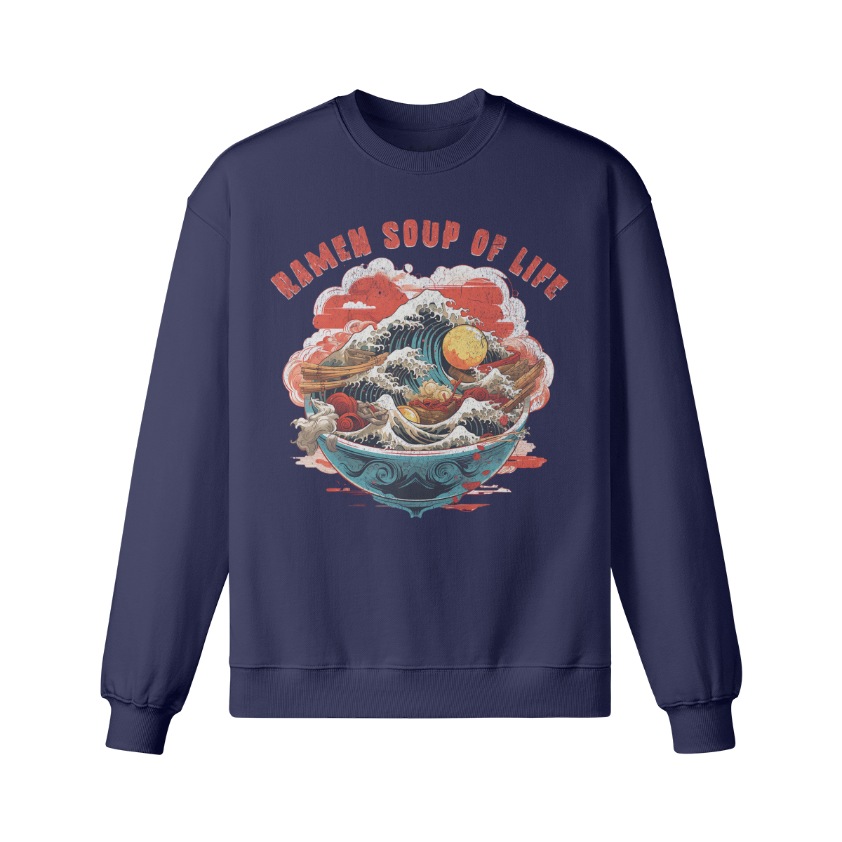 RAMEN Soup of Life  Retro Sweatshirt - Unisex Heavyweight Oversized, Vintage Ramen Sweatshirt Japan Kunst