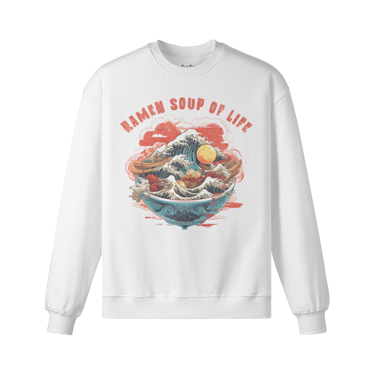 RAMEN Soup of Life Retro Sweatshirt - Unisex Heavyweight Oversized, Vintage Ramen Sweatshirt Japan Art