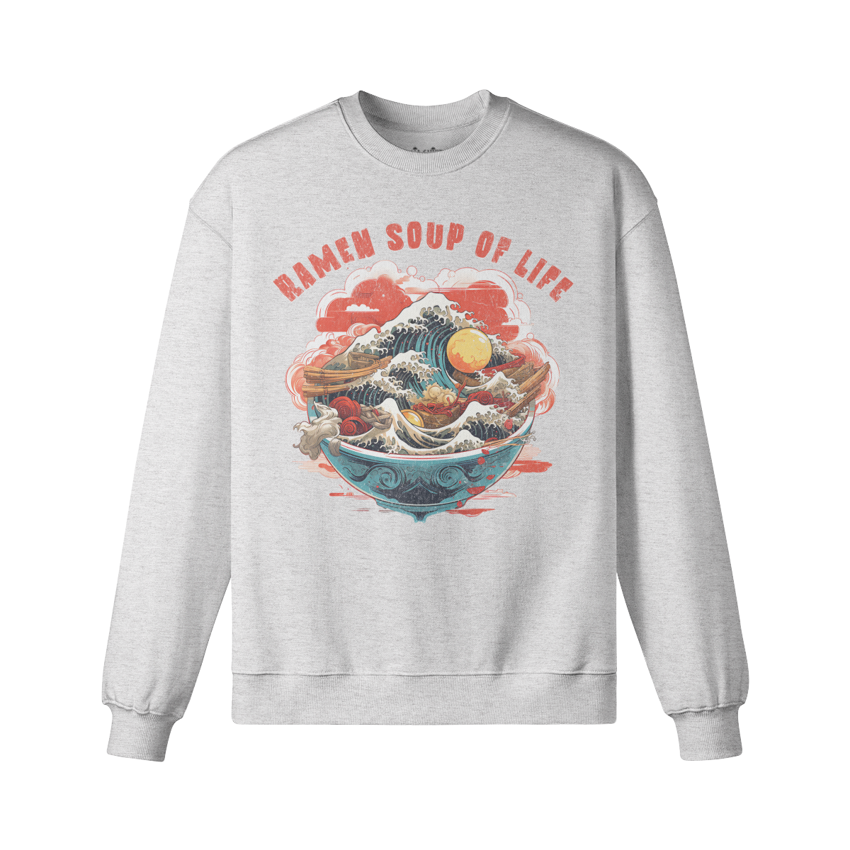 RAMEN Soup of Life  Retro Sweatshirt - Unisex Heavyweight Oversized, Vintage Ramen Sweatshirt Japan Kunst