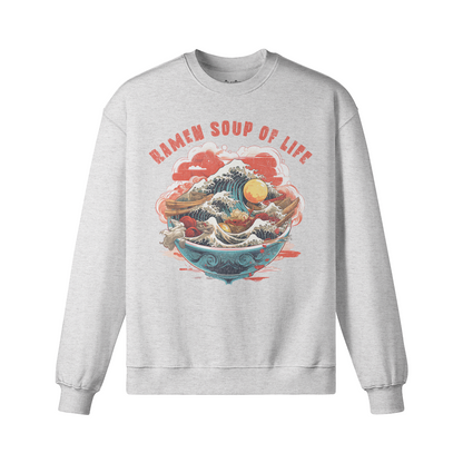 RAMEN Soup of Life Retro Sweatshirt - Unisex Heavyweight Oversized, Vintage Ramen Sweatshirt Japan Art