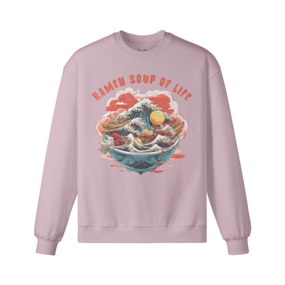 RAMEN Soup of Life Retro Sweatshirt - Unisex Heavyweight Oversized, Vintage Ramen Sweatshirt Japan Art