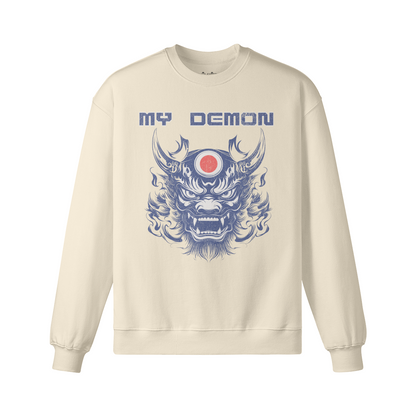 My DEMON Retro Uni Mask Sweatshirt - Unisex Heavyweight Oversized, Vintage Uni Mask Sweatshirt "My Demon"