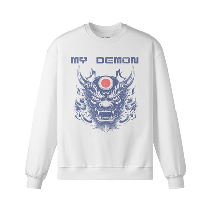 My DEMON Retro Uni Mask Sweatshirt - Unisex Heavyweight Oversized, Vintage Uni Mask Sweatshirt "My Demon"