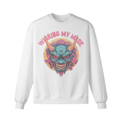 Retro Uni Mask Sweatshirt - Unisex Heavyweight Oversized, Asia print