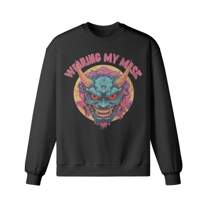 Retro Uni Mask Sweatshirt - Unisex Heavyweight Oversized, Asia print