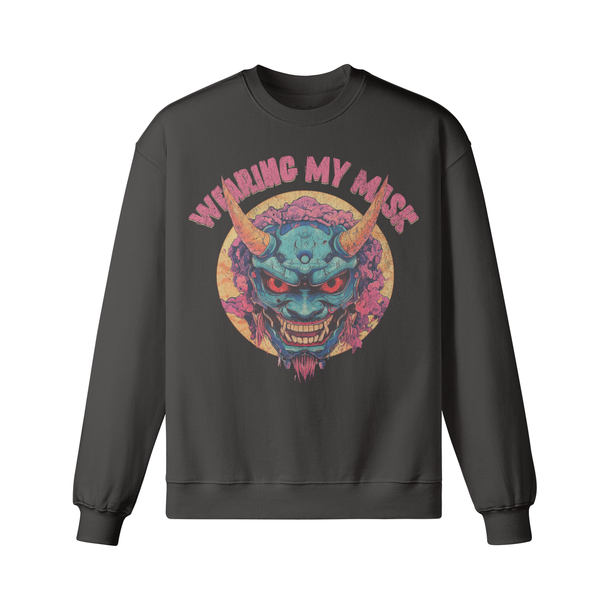 Retro Uni Mask Sweatshirt - Unisex Heavyweight Oversized, Asia print