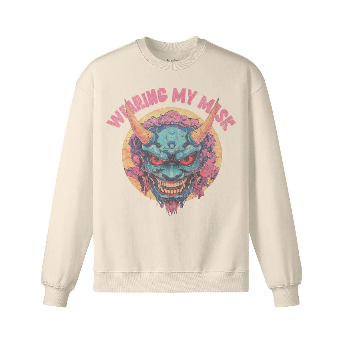 Retro Uni Mask Sweatshirt - Unisex Heavyweight Oversized, Asia print