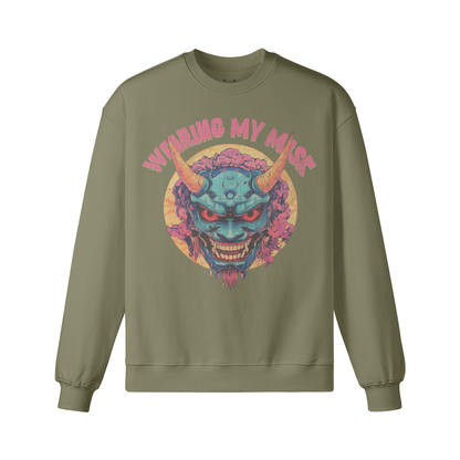 Retro Uni Mask Sweatshirt - Unisex Heavyweight Oversized, Asia print