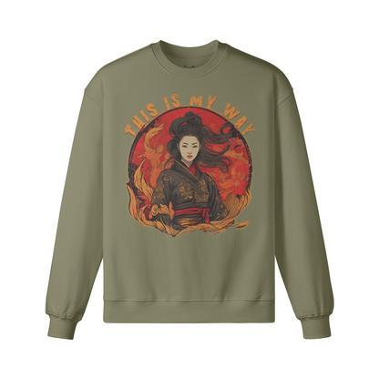 Geisha This is my Way Retro Sweatshirt - Unisex Heavyweight Oversized, Vintage Geisha Sweatshirt "This is my WAY"