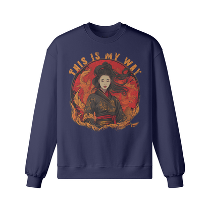 Geisha This is my Way Retro Sweatshirt - Unisex Heavyweight Oversized, Vintage Geisha Sweatshirt "This is my WAY"