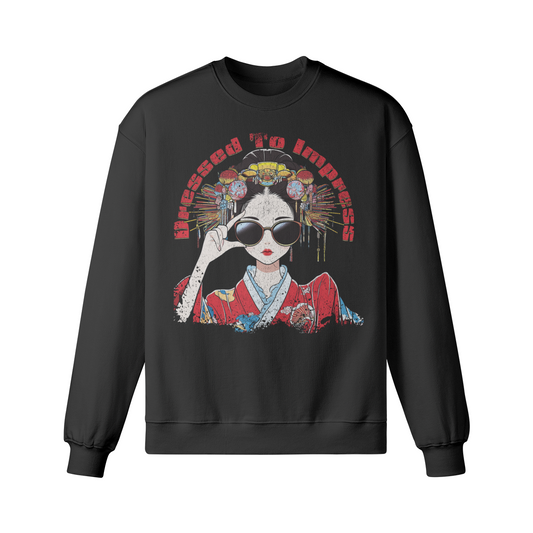 Geisha Dressed to Impress Retro Sweatshirt Unisex  Oversized, Vintage Geisha Sweatshirt