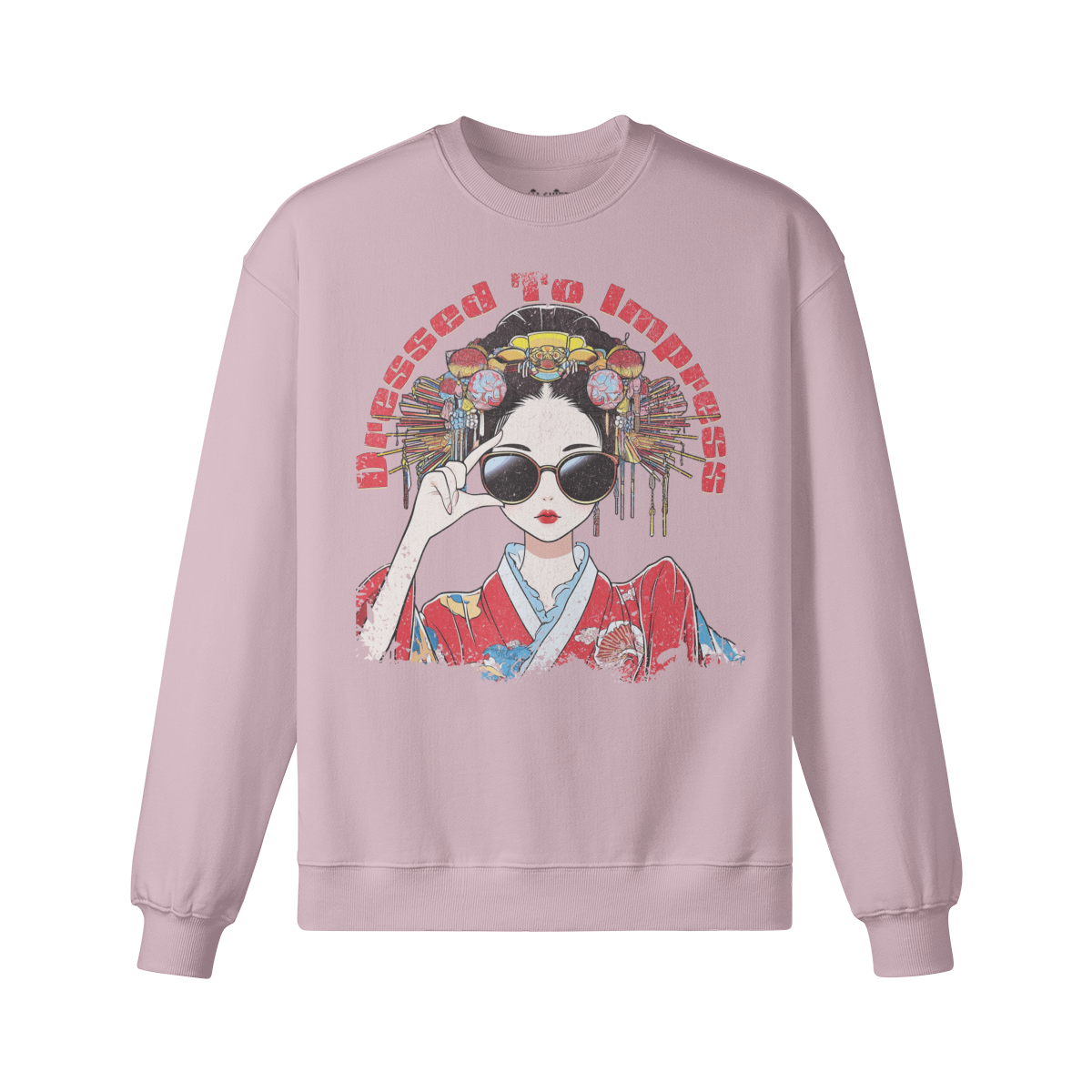 Geisha Dressed to Impress Retro Sweatshirt Unisex Oversized, Vintage Geisha Sweatshirt