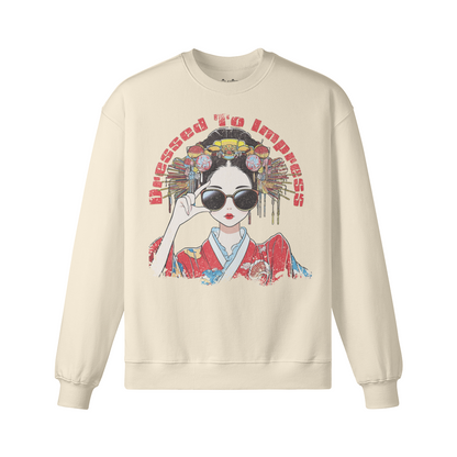 Geisha Dressed to Impress Retro Sweatshirt Unisex Oversized, Vintage Geisha Sweatshirt