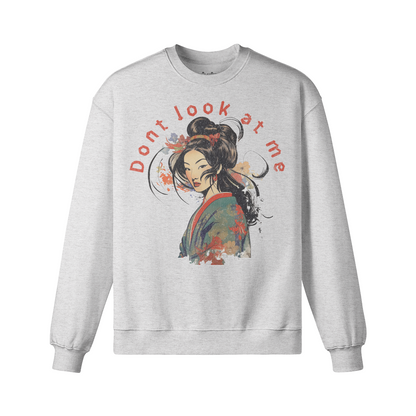 Geisha Dont Look at me Retro Sweatshirt - Unisex Heavyweight Oversized, Vintage Geisha Japan Art Sweatshirt