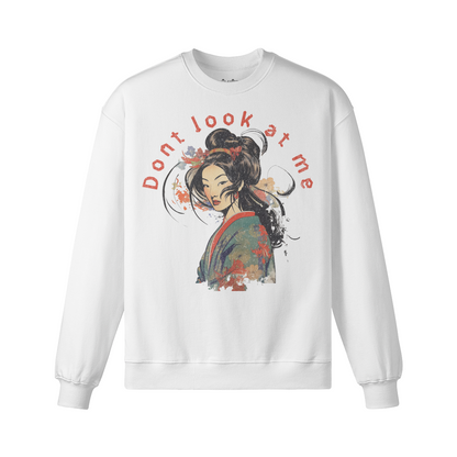 Geisha Dont Look at me Retro Sweatshirt - Unisex Heavyweight Oversized, Vintage Geisha Japan Art Sweatshirt