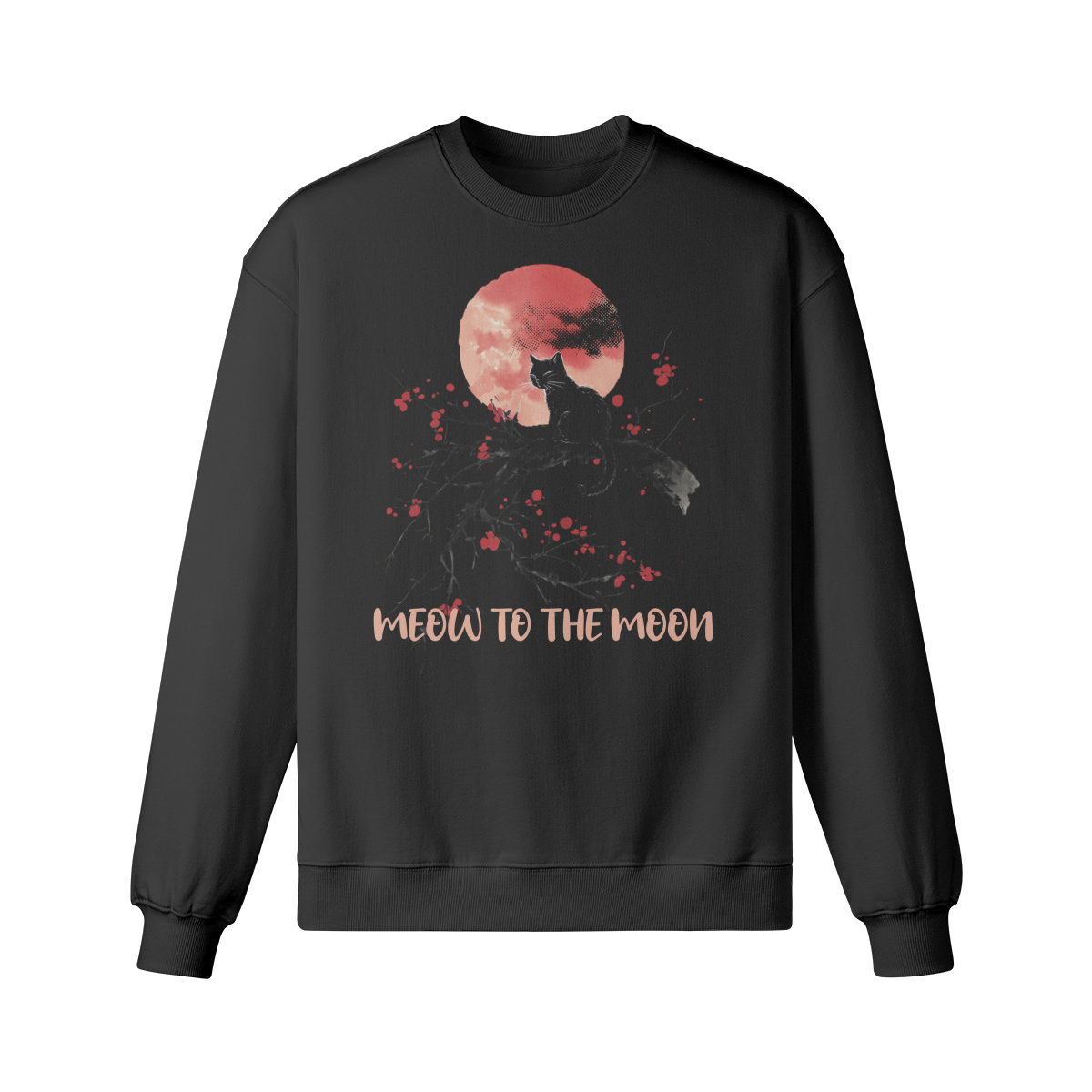 Cat Retro Sweatshirt Meow to the Moon Sweatshirt - Unisex, Vintage Cat Sweatshirt "Meow to the Moon"