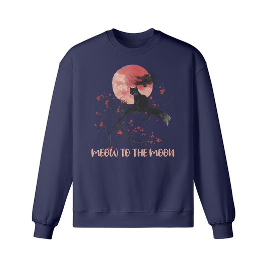 Katzen Retro Sweatshirt Meow to the Moon Sweatshirt - Unisex, Vintage Cat Sweatshirt "Meow to the Moon"