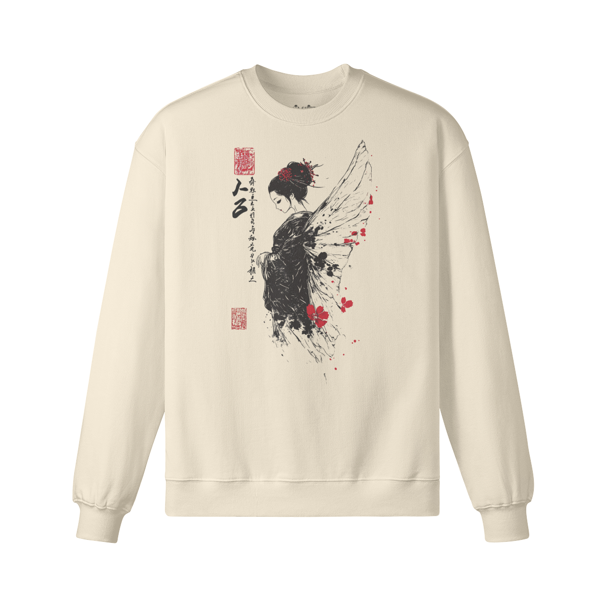 Geisha Engel Sweatshirt - Unisex Heavyweight Oversized