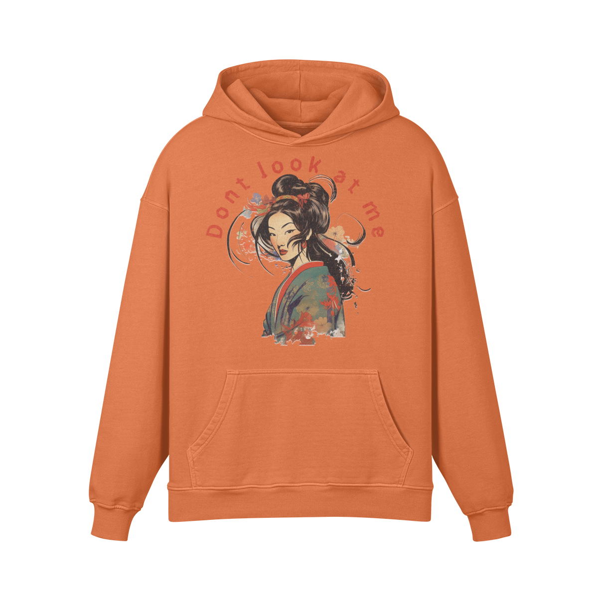 Geisha Japan Design Oversized Retro Hoodie, Vintage Geisha Hoodie Japan Art