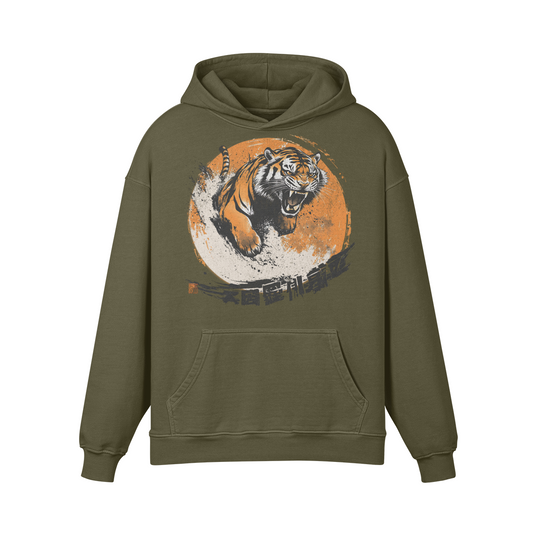 Retro Tiger Japanisches Design Oversized Retro Hoodie, Vintage Tiger Hoodie Japan Kunst