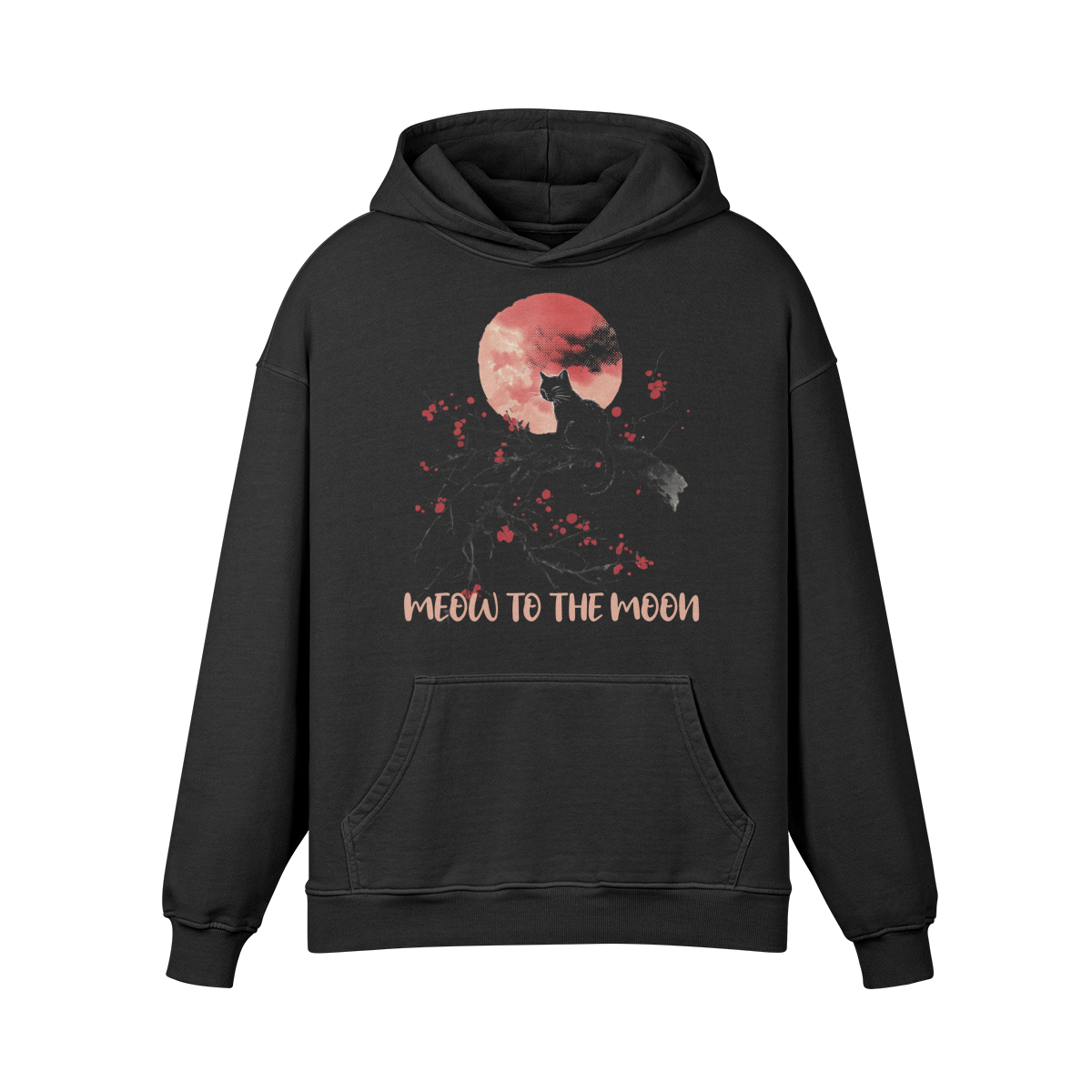 Cat Hoodie Meow to the Moon Oversized Retro Hoodie, Vintage Cat Hoodie "Meow to the Moon"