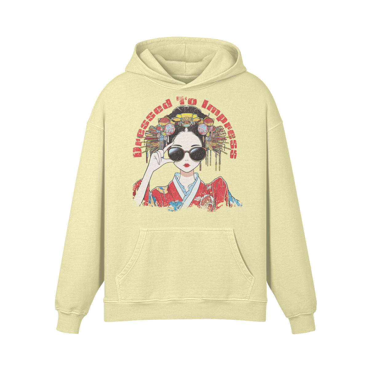 Geisha funny Japan Style "Dress to impress" Oversized Retro Hoodie