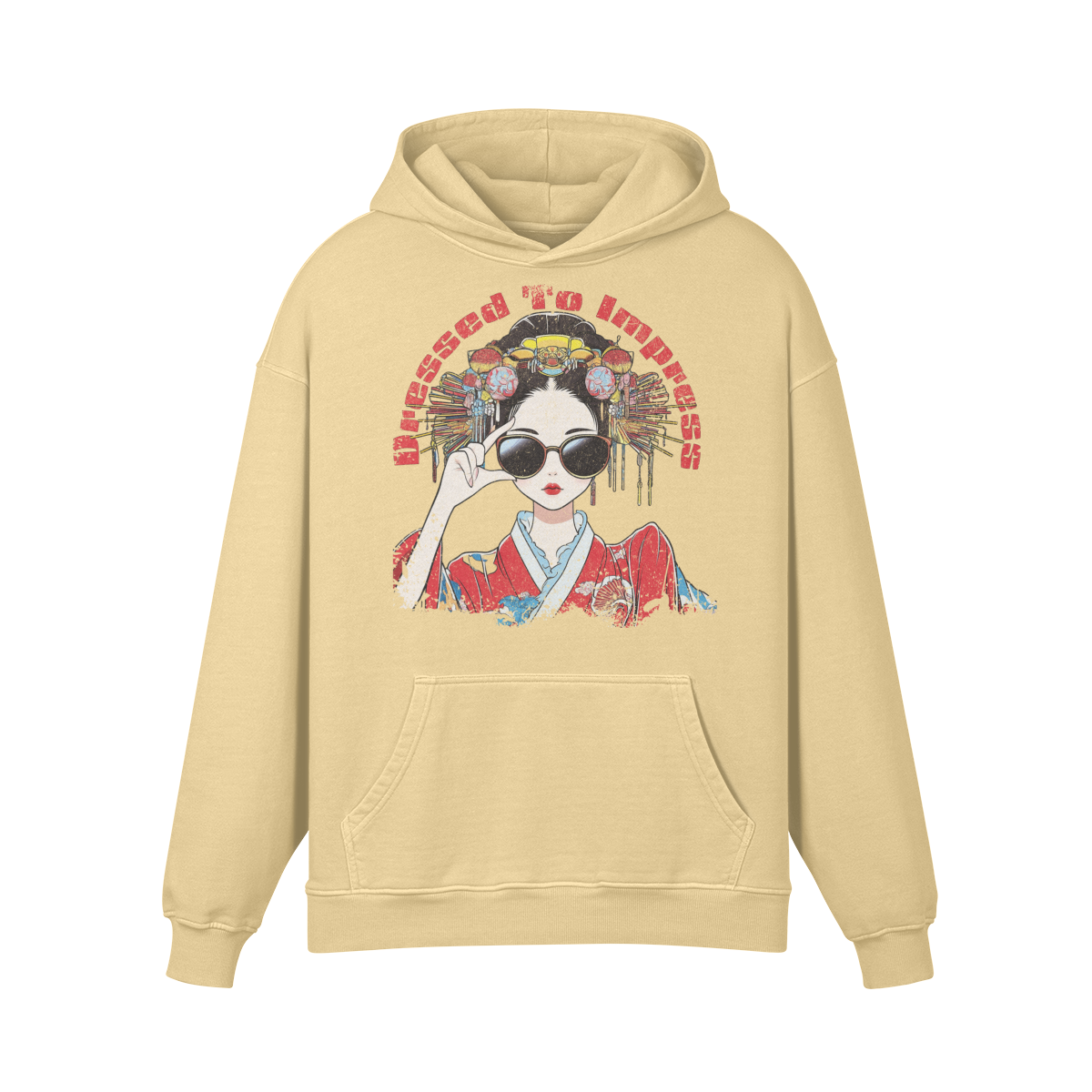 Geisha funny Japan Style "Dress to impress" Oversized Retro Hoodie