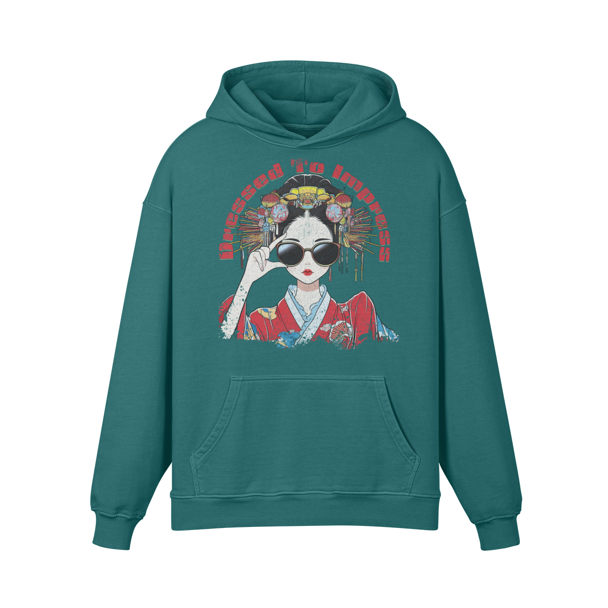 Geisha funny Japan Style "Dress to impress" Oversized Retro Hoodie